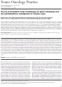 Cover page: The era of stereotactic body radiotherapy for spinal metastases and the multidisciplinary management of complex cases