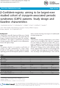 Cover page: β-Confident-registry: aiming to be largest-ever studied cohort of cryopyrin-associated periodic syndromes (CAPS) patients. Study design and baseline characteristics