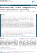 Cover page: Brain transcriptome variation among behaviorally distinct strains of zebrafish (Danio rerio)