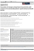 Cover page of Association of emergency department characteristics with presence of recommended pediatric-specific behavioral health policies.