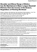 Cover page: Shoulder and Elbow Range of Motion Can Be Maintained in Major League Baseball Pitchers Over the Course of the Season, Regardless of Pitching Workload