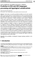 Cover page: Prediction in SVO and SOV languages: processing and typological considerations