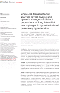 Cover page: Single cell transcriptomic analyses reveal diverse and dynamic changes of distinct populations of lung interstitial macrophages in hypoxia-induced pulmonary hypertension.