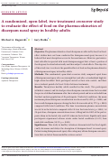 Cover page: A randomized, open‐label, two‐treatment crossover study to evaluate the effect of food on the pharmacokinetics of diazepam nasal spray in healthy adults