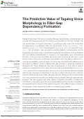 Cover page: The Predictive Value of Tagalog Voice Morphology in Filler-Gap Dependency Formation.