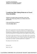 Cover page: Considering Risk-Taking Behavior in Travel Time Reliability