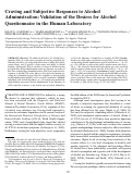 Cover page: Craving and subjective responses to alcohol administration: validation of the desires for alcohol questionnaire in the human laboratory.