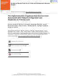Cover page: Pre-Implementation Organizational Environment Associated with Pediatric Integrated Care Readiness in Primary Care