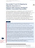 Cover page: MYOCARDIAL T1 AND T2 MAPPING BY CARDIOVASCULAR MAGNETIC RESONANCE IN IMMUNE CHECKPOINT INHIBITOR-ASSOCIATED MYOCARDITIS