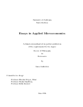 Cover page: Essays in Applied Microeconomics