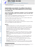 Cover page: Implementation and evaluation of a multilevel intervention to increase uptake of the human papillomavirus vaccine among rural adolescents