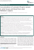 Cover page: Low prevalence of connexin-40 gene variants in atrial tissues and blood from atrial fibrillation subjects