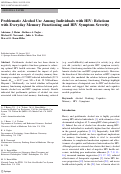 Cover page: Problematic Alcohol Use Among Individuals with HIV: Relations with Everyday Memory Functioning and HIV Symptom Severity