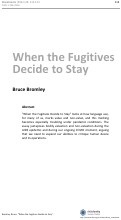 Cover page: When the Fugitives Decide to Stay