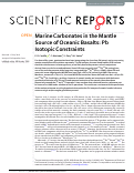 Cover page: Marine Carbonates in the Mantle Source of Oceanic Basalts: Pb Isotopic Constraints