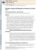 Cover page: Strategies to Improve the Management of Depression in Primary Care