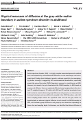 Cover page: Atypical measures of diffusion at the gray‐white matter boundary in autism spectrum disorder in adulthood