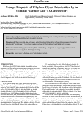 Cover page: Prompt Diagnosis of Ethylene Glycol Intoxication by an Unusual “Lactate Gap”: A Case Report