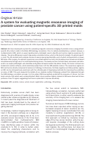 Cover page: A system for evaluating magnetic resonance imaging of prostate cancer using patient-specific 3D printed molds.