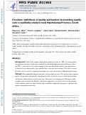Cover page: Providers’ definitions of quality and barriers to providing quality care: a qualitative study in rural Mpumalanga Province, South Africa