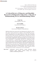 Cover page of A Critical Review of Educator and Disability Research in Mathematics Education: A Decade of Dehumanizing Waves and Humanizing Wakes