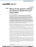 Cover page of Effects of noisy galvanic vestibular stimulation on spatial memory in virtual reality