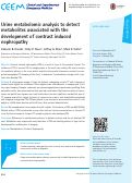 Cover page: Urine metabolomic analysis to detect metabolites associated with the development of contrast induced nephropathy