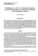 Cover page: Challenges for the Use of Evoked Potentials and Electrophysiology for Monitoring Patients in the Operating Theater