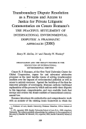 Cover page: Transboundary Dispute Resolution as a Process and Access to Justice for Private Litigants: Commentaries on Cesare Romano's <em>The Peaceful Settlement of International Environmental Disputes: A Pragmatic Approach</em> (2000)