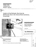 Cover page: Analysis of the Hydraulic Data from the MI Fracture Zone at the Grims el Rock Laboratory, Switzerland