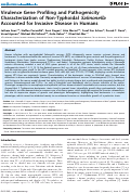 Cover page: Virulence Gene Profiling and Pathogenicity Characterization of Non-Typhoidal Salmonella Accounted for Invasive Disease in Humans