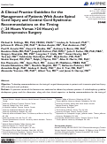 Cover page: A Clinical Practice Guideline for the Management of Patients With Acute Spinal Cord Injury and Central Cord Syndrome: Recommendations on the Timing (≤24 Hours Versus &gt;24 Hours) of Decompressive Surgery