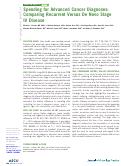 Cover page: Spending for Advanced Cancer Diagnoses: Comparing Recurrent Versus De Novo Stage IV Disease.