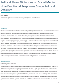 Cover page of Political Moral Violations on Social Media: How Emotional Responses Shape Political Cynicism