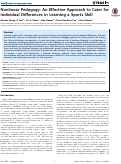 Cover page: Nonlinear Pedagogy: An Effective Approach to Cater for Individual Differences in Learning a Sports Skill