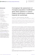 Cover page: Conceptual risk assessment of mosquito population modification gene-drive systems to control malaria transmission: preliminary hazards list workshops.