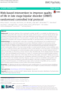 Cover page: Web-based intervention to improve quality of life in late stage bipolar disorder (ORBIT): randomised controlled trial protocol
