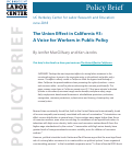 Cover page: The Union Effect in California #3: A Voice for Workers in Public Policy