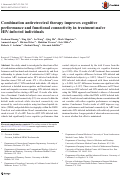 Cover page: Combination antiretroviral therapy improves cognitive performance and functional connectivity in treatment-naïve HIV-infected individuals.