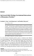 Cover page: Essay: 2nd Award 2004: Probing Gravitational Interactions of Elementary Particles