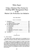 Cover page: White Paper: Using a Business Plan Format for Drafting MPA Management Plans in the Marine Life Protection Act Initiative