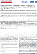Cover page: Cross-protection of the Bivalent Human Papillomavirus (HPV) Vaccine Against Variants of Genetically Related High-Risk HPV Infections.