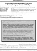 Cover page: Lethal Means Counseling for Parents of Youth Seeking Emergency Care for Suicidality