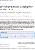 Cover page: CREST in the Nucleus Accumbens Core Regulates Cocaine Conditioned Place Preference, Cocaine-Seeking Behavior, and Synaptic Plasticity