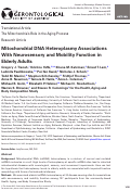 Cover page: Mitochondrial DNA Heteroplasmy Associations With Neurosensory and Mobility Function in Elderly Adults.