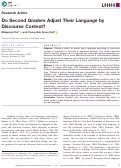 Cover page: Do Second Graders Adjust Their Language by Discourse Context?