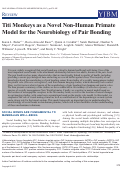 Cover page: Titi Monkeys as a Novel Non-Human Primate Model for the Neurobiology of Pair Bonding.