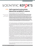 Cover page: Self-organized sorting limits behavioral variability in swarms