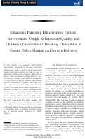 Cover page: Enhancing Parenting Effectiveness, Fathers' Involvement, Couple Relationship Quality, and Children's Development: Breaking Down Silos in Family Policy Making and Service Delivery
