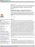 Cover page: Functional annotation of the animal genomes: An integrated annotation resource for the horse